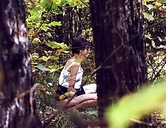 Spying on teen peeing in the forest