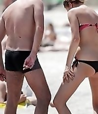 Bikini thong hiding between booties
