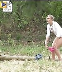 Perverted young flasher teen pisses in forest